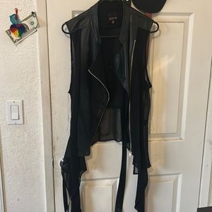Moto style leather vest